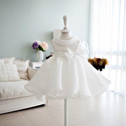 White Baby Girl Party Dress, White Flower Girl..