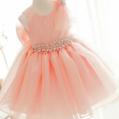 Flower Girl Dress, Orange Birthday Dress, Light..