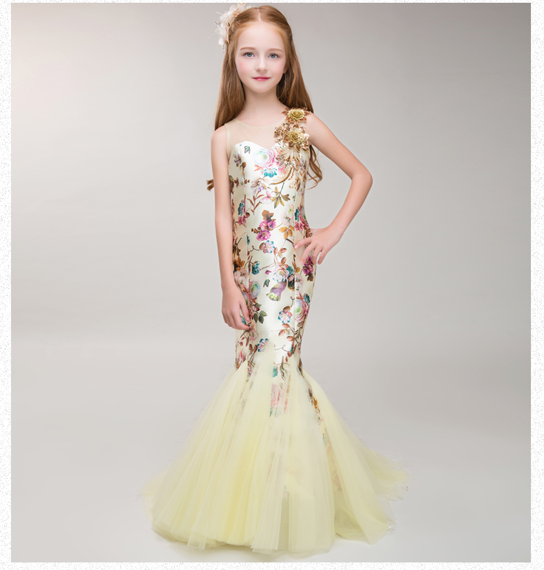 Light Yellow Mermaid Dress, Champagne Trumpet Dress, Flower Girl Dress, Flower Girl Dresses, Flower Girl Dresses, High Quality Flower Girl