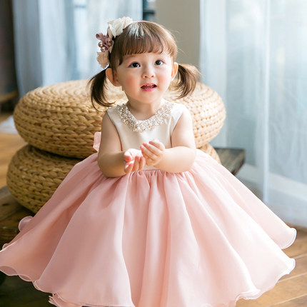 Flower Girl Dress, Pink Flower Girl Dress, Light Pink Flower Girl Dress, Pink Bridesmaid Dress, Baby Girl Birthday Outfit, Baby Girl Birthday