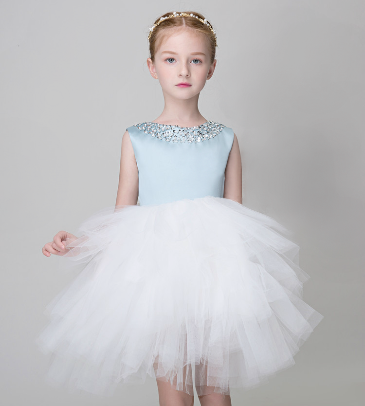 white and baby blue flower girl dresses